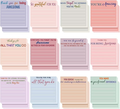 Yinder 24 Pcs Employee Appreciation Sticky Notes Xmas Gift Bulk Motivation Note Pads Mini Inspirational Note Gift for Teacher Nurse Staff Coworker Office Supply 3 x 3'' (Appreciation,Aesthetics)