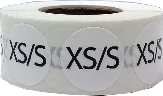 White Circle XS/S Clothing Size Stickers for Retail Apparel 0.75 Inch 500 Total Adhesive Labels