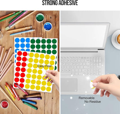 1400 PCS,1IN Round Colored Dot Stickers Labels - 4 Assorted Colors, for Office, School, Moving, Home(Red, Blue, Yellow, Green)