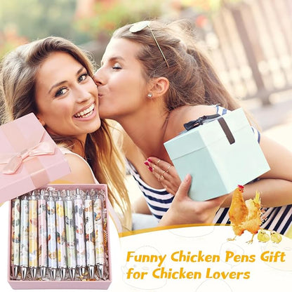 12 Pcs Christmas Animal Lover Gift Chicken Ballpoint Pens Gifts for Women Girls Retractable 1.0 mm Black Ink Hen Pen School Office Supplies Fancy Present for Teacher Students Birthday