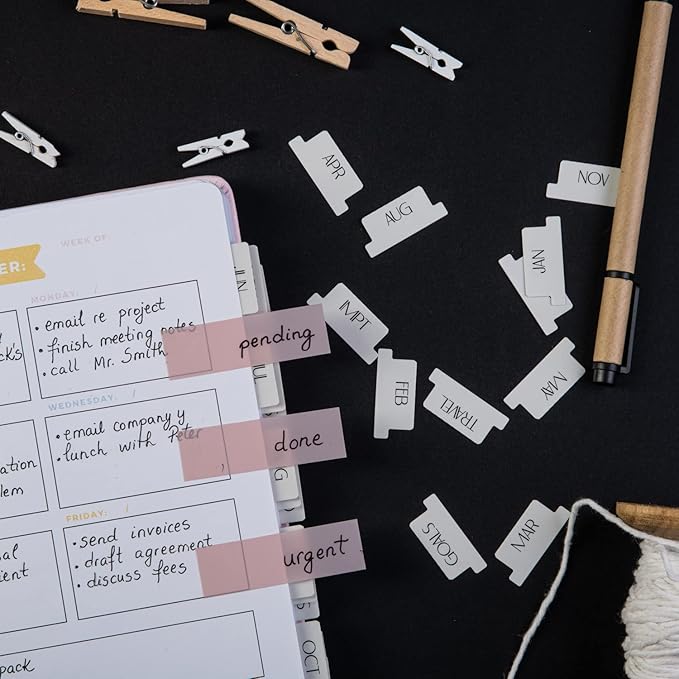 DiverseBee Transparent Sticky Notes (Includes Quick Dry Pen), Cute Clear Sticky Tabs, Translucent Page Flags Book Markers Stickers, Planner Accessories Bible Journaling Study Office Supplies (Pastel)