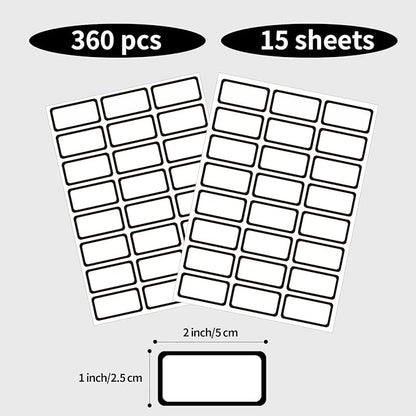 STARLIBOO Removable Labels, Blank Freezer Labels for Food Containers, 1x2 Inch Freezer Stickers, Freezer Labels to Write on/Waterproof Labels/Easy Peel Off (Black Border, 360 Labels)