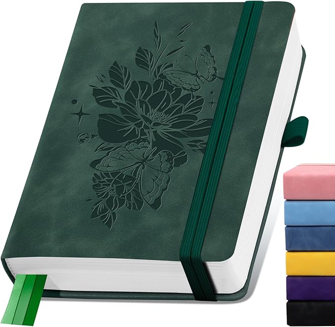 Lined Journal Notebook 365 Pages, A5 Leather Journals for Writing Women & Men, Hardcover Notebook with 100GSM Thick Paper, Daily Journal Notebook for Travel, Work, School, Note Taking, College Ruled