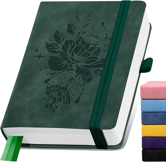 Lined Journal Notebook 365 Pages, A5 Leather Journals for Writing Women & Men, Hardcover Notebook with 100GSM Thick Paper, Daily Journal Notebook for Travel, Work, School, Note Taking, College Ruled