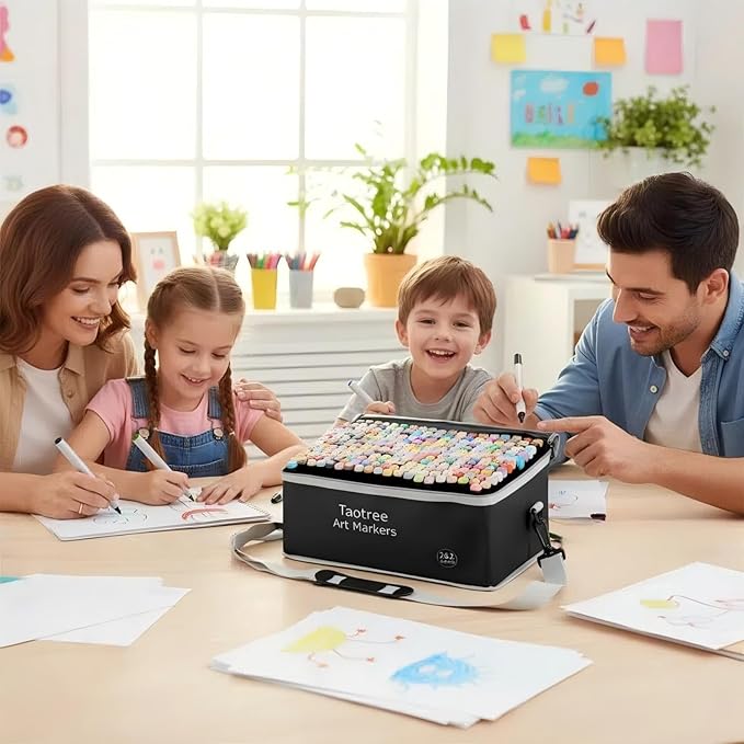 Taotree Alcohol Markers 262 Colors with Case & Holders, Dual Tips Art Coloring Markers Pens, Chisel & Fine Sketch Pens Art Supplies for Artist Kids Adult Coloring Books Drawing, Painting, Sketching