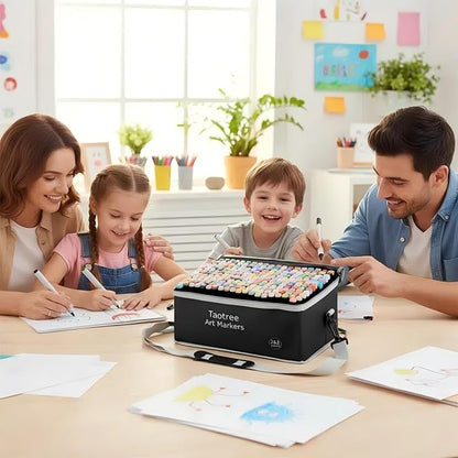 Taotree Alcohol Markers 262 Colors with Case & Holders, Dual Tips Art Coloring Markers Pens, Chisel & Fine Sketch Pens Art Supplies for Artist Kids Adult Coloring Books Drawing, Painting, Sketching