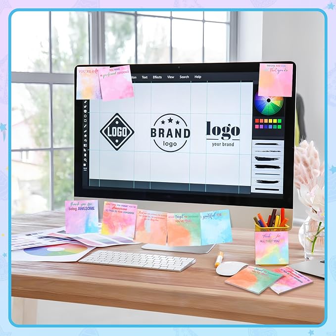 Yinder 24 Pcs Employee Appreciation Sticky Notes Xmas Gift Bulk Motivation Note Pads Mini Inspirational Note Gift for Teacher Nurse Staff Coworker Office Supply 3 x 3'' (Appreciation,Watercolour)