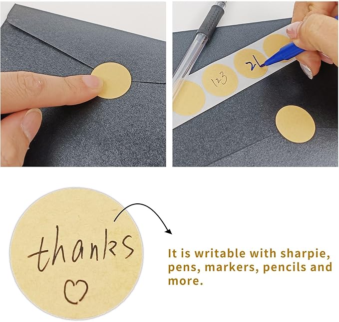 Starboling Dot Stickers,800Pcs 1inch Kraft Paper Round Color Coding,Can Writing for Office,Student Classroom and Other Scenarios