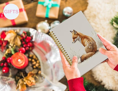 Cute Fox Notebook Journal,Cute Animal Notebook Journal for School Women Teen Girls Kids,Gifts for Fox Lovers,Hardcover Spiral Notebooks for Work Notes Journaling,5.5x8.3 Inch
