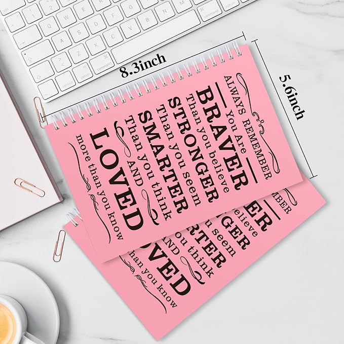 2 Pcs A5 Spiral Notebook,Inspirational Journal,Motivational Journal for Women Men,100 Pages Lined Spiral Journal Notebook College Ruled Daily Diary for School,Travel,Business,Work (Always-Pink)