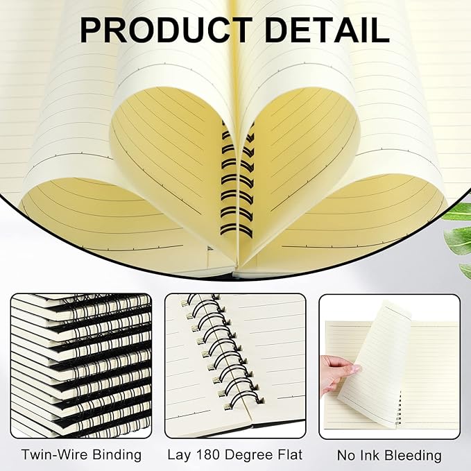Yahenda Spiral Notebook Bulk A5 Journal Lined 8.3'' x 5.5'' Writing Composition Paper Small Notepad Subject Notebook for Students Office Business Back to School Supplies(Black,72 Pcs)