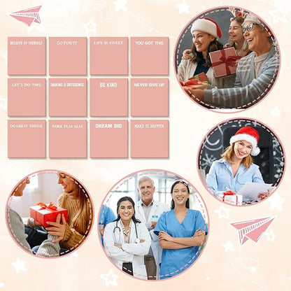 Yinder 24 Pcs Inspirational Sticky Notes Christmas Stocking Stuffers Motivational Sticky Notes Pad Employee Appreciation Gift Bulk for Teacher Nurse Coworker Office 3 x 3'' (Inspire,Pink)