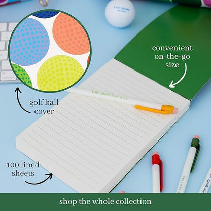 kate spade new york Notepad, Paper Pad with 100 Blank Sheets, 7" x 4.75" Small Writing Pad for Desktop Notes, Mini Golf
