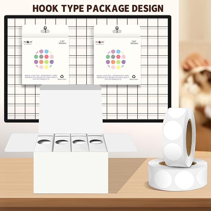 PARLAIM 4 Rolls 4000PCS 1 inch Round Color Coding Circle Dot Labels, Color- Coding Label Sticker for Home Office Classroom(White)