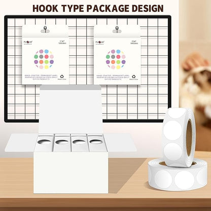 PARLAIM 4 Rolls 4000PCS 1 inch Round Color Coding Circle Dot Labels, Color- Coding Label Sticker for Home Office Classroom(White)