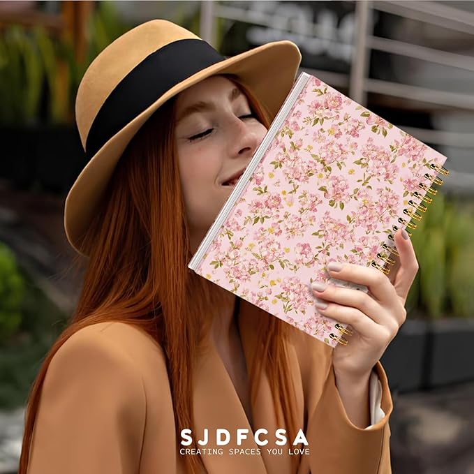 Coquette Floral Notebook Journal Gifts for Women, Pink Cute Gifts Spiral Notebook for Teen Girls，Aesthetic Journal 5.5x8.4 Inch, School Office Supplies