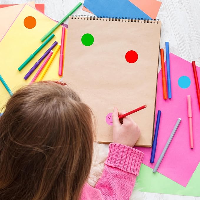 1400 PCS,1IN Round Colored Dot Stickers Labels - 8 Assorted Colors, for Office, School, Moving, Home