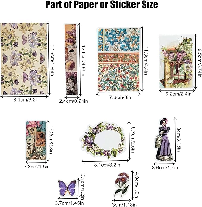 200PCS Vintage Scrapbooking Supplies Kit for Journaling, Scrapbook Sticker Paper Pack for for Bullet Journals Junk Journal Planners Aesthetic Cottagecore Room Decor Wall Art Collage Album