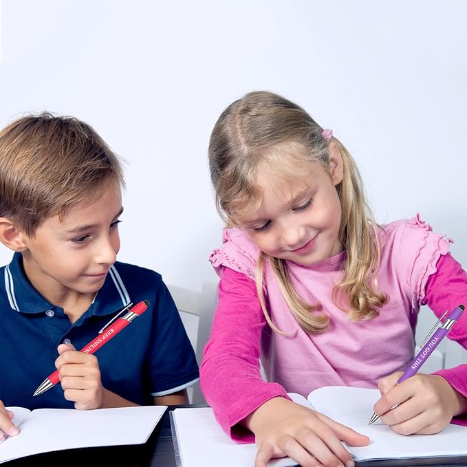 Zonon 12 Pcs Inspirational Pens Bulk Funny Ballpoint Pen with Stylus Tip Motivational Gifts for Christmas Teacher Coworkers Nurse School Office Supplies(Pink Purple Colors,Boss Lady)