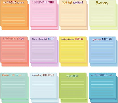Yinder 24 Pcs Inspirational Sticky Notes Christmas Stocking Stuffers Motivational Sticky Notes Pad Employee Appreciation Gift Bulk for Teacher Nurse Coworker Office 3 x 3'' (Thankful,Light Color)