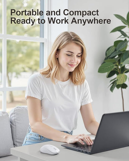 USB Wireless Mouse for Laptop PC Mac, 2.4GHz Cordless Mouse with 6 Buttons, 5-Level Adjustable 4000 DPI, Ergonomic Portable Optical Computer Mice, 24-Month Battery Life -White