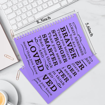 2 Pcs A5 Spiral Notebook,Inspirational Journal,Motivational Journal for Women Men,100 Pages Lined Spiral Journal Notebook College Ruled Daily Diary for School,Travel,Business,Work (Always-Purple)