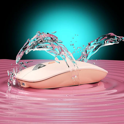 Uciefy Q5 Slim Rechargeable Wireless Mouse, 2.4G Portable Optical Silent Ultra Thin Wireless Computer Mouse with USB Receiver and Type C Adapter, Compatible with PC, Laptop, Desktop - Light Pink