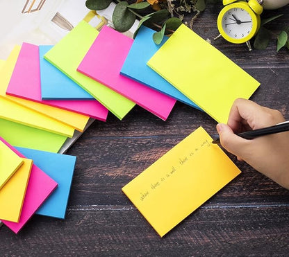 (5 Pads) Sticky Notes 3x5 in Bright Stickies Colorful Super Sticking Power Memo Pads Strong Adhesive