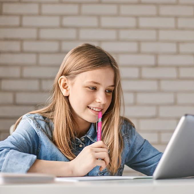 Zonon 12 Pcs Inspirational Pens Bulk Funny Ballpoint Pen with Stylus Tip Motivational Gifts for Christmas Teacher Coworkers Nurse School Office Supplies(Pink,Motivational Style)