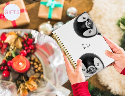 Penguin Notebook Journal,Cute Animal Notebook Journal for School Women Teen Girls Kids,Gifts for Penguin Lovers,Hardcover Spiral Notebooks for Work Notes Journaling,5.5x8.3 Inch