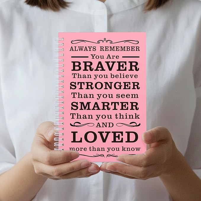 4Pcs A5 Spiral Notebook,Inspirational Journal,Motivational Journal for Women Men,100 Pages Lined Spiral Journal Notebook College Ruled Daily Diary for School,Travel,Business,Work (4Pcs Always-Pink)