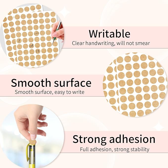 Starboling Kraft Paper Dot Stickers, Round Color Coding Labels, 1/2 Inch, 1400pcs