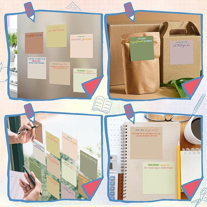 Yinder 24 Pcs Employee Appreciation Sticky Notes Xmas Gift Bulk Motivation Note Pads Mini Inspirational Note Gift for Teacher Nurse Staff Coworker Office Supply 3 x 3'' (Appreciation,Boho)