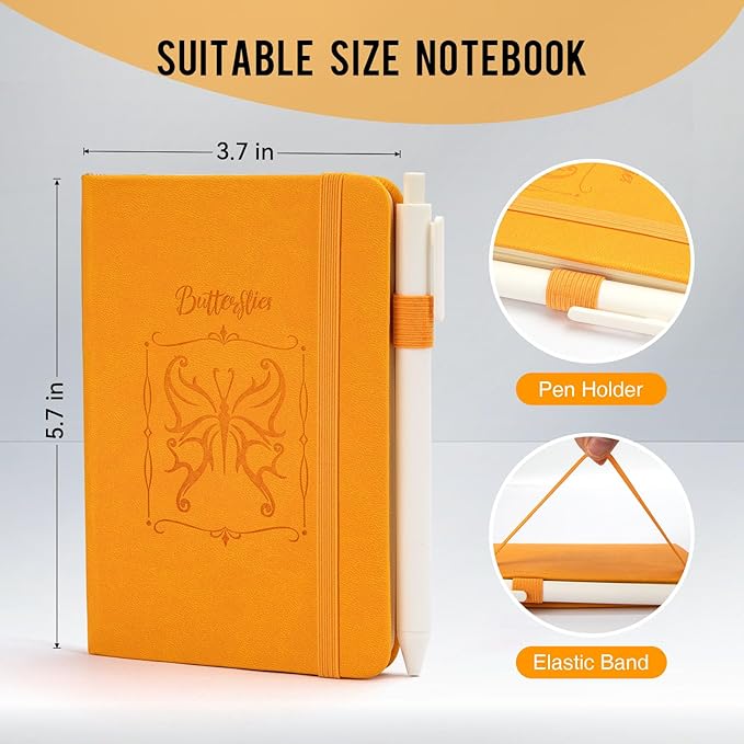 Pocket Small Notebook Journals, 8 Pack (8 Candy Color) Mini Notebook 3.7x5.7 Butterfly Journaling Notebooks for Women Men, A6 Hardcover Lined Note Pads with Pens for Work, Business, Travel Journal, Office Supplies