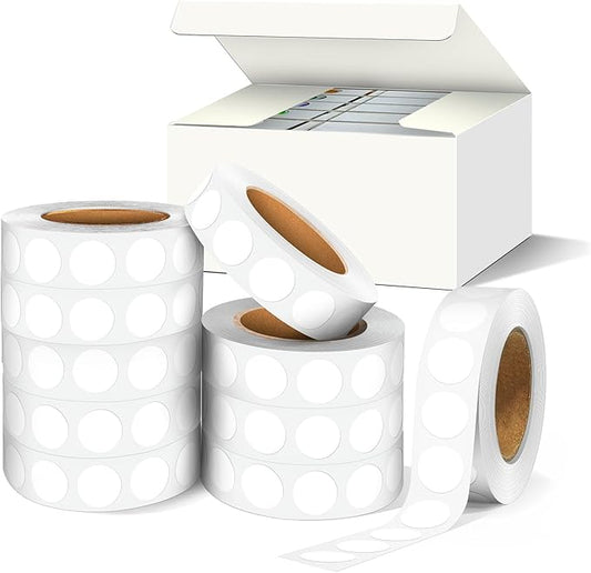 1/2 Inch White Dot Sticker, 0.5" 10 Rolls 10,000Pcs Circle Labels,Adhesive Office Planner Stickers for Small Business,Office and Marking