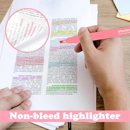 Vitoler Highlighters Assorted Colors,12 Pack Chisel Tip Highlighter Pens,No Bleed Highlighters for School Office Supplies