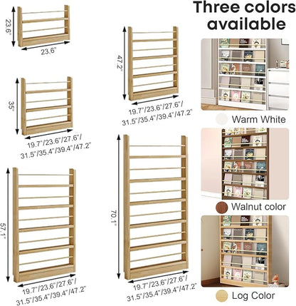 Book Shelf, Kids Bookshelf, Wall Bookshelf - 2/3/4/5/6 Tier Bookcase for Children's Books and Toys for Bedroom, Study or Living Room (Warm White)