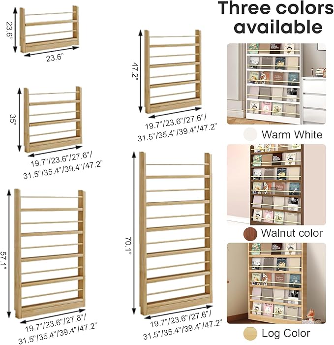 Book Shelf, Kids Bookshelf, Wall Bookshelf - 2/3/4/5/6 Tier Bookcase for Children's Books and Toys for Bedroom, Study or Living Room (Warm White)