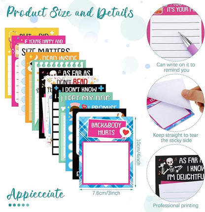 Geyee 24 Pcs Fun Nurse Sticky Notes with Funny Pens Fun Notepads for Adults Coworkers Nurse 3 x 4 Inch to Do List Notepads with Sayings Pen for Lab Week Gifts Teacher Office Supplies