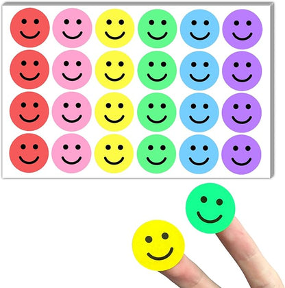 1800 Pieces, 1 inch - Smiling Happy Smile Face Stickers for Reward - 6 Colors