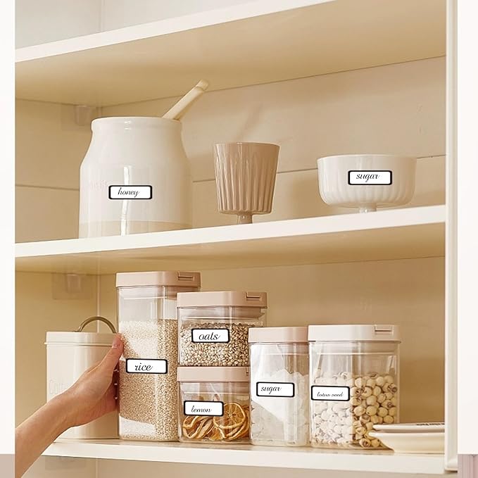 STARLIBOO Color-Coding Removable Labels, Rectangular 1 x 3"" Freezer Labels for Organizing, Tear-Resistant No Residue, Removable Labels for Food Containers (240Pcs), Black Border