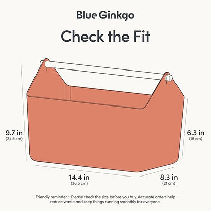 BLUE GINKGO Large Storage Basket – Plastic Caddy with Wooden Handle for Bathroom, Pantry, or Cleaning Supplies (Terracotta)