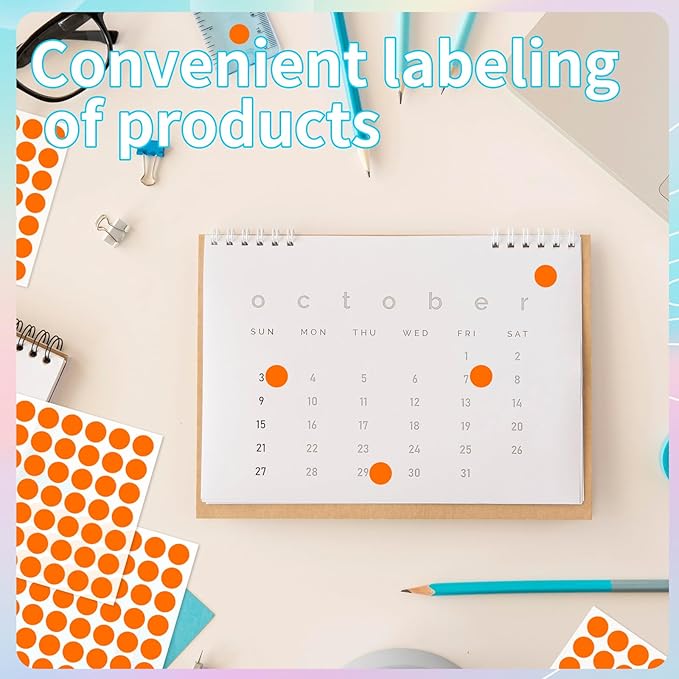 Dot Stickers,1/2 Inch Orange Circle Stickers,1400pcs Self-Adhesive Writable Color Coding Labels,Round Labeling Stickers for Office Classroom Garage Sale