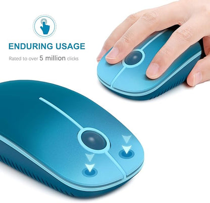 VssoPlor Wireless Mouse, 2.4G Slim Portable Computer Laptop Mouse with Nano Receiver Quiet Silent Optical Mice for Notebook, PC, Laptop, Computer-Gradient Blue