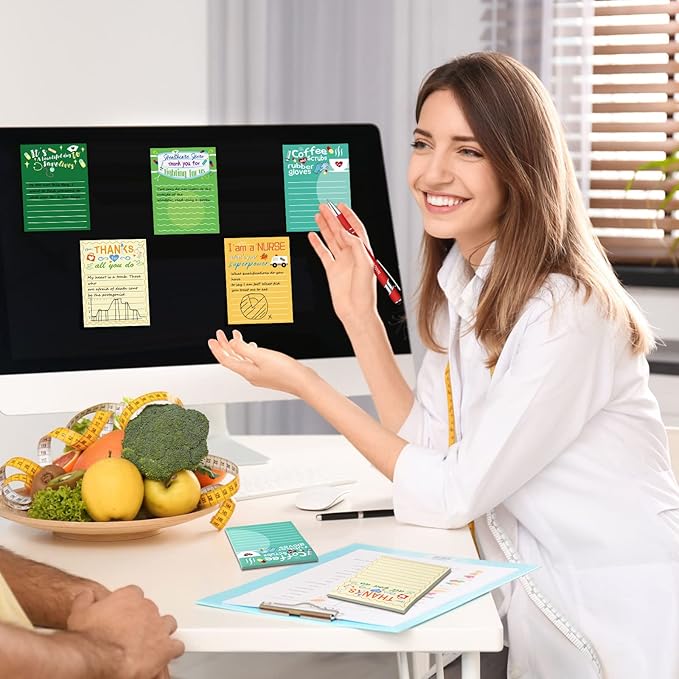 Geyee 24 Pcs Nurse Sticky Notes with Funny Pens Fun Notepads for Adults Coworkers Nurse 3 x 4 Inch to Do List Notepads with Sayings Pen for Lab Week Gifts Teacher Office Supplies