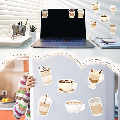 Cute Sticky Notes Set Coffee Cup Funny Stationery Self-Adhesive Pads Party Wedding Favors Themed Gifts Fun Memopads Essentials Pastel Refrigerator for Women Student Office Supplies (10 Packs)