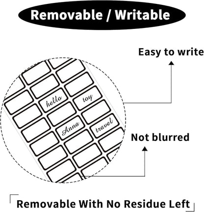 STARLIBOO Removable Labels, Blank Freezer Labels for Food Containers, 1x2 Inch Freezer Stickers, Freezer Labels to Write on/Waterproof Labels/Easy Peel Off (Black Border, 360 Labels)