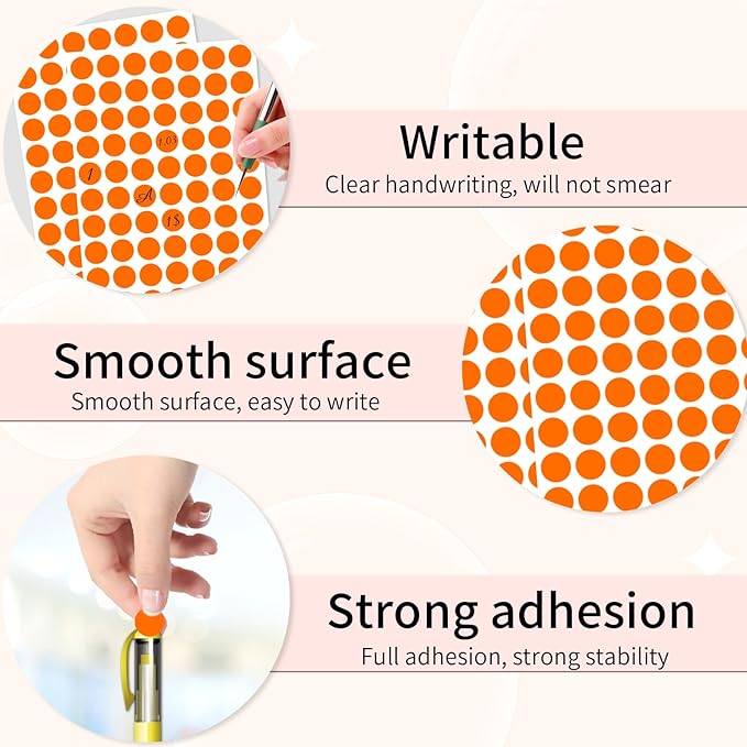 Dot Stickers,1/2 Inch Orange Circle Stickers,1400pcs Self-Adhesive Writable Color Coding Labels,Round Labeling Stickers for Office Classroom Garage Sale