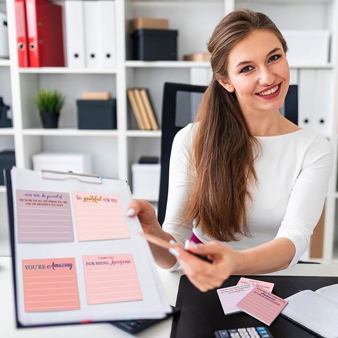 Yinder 24 Pcs Employee Appreciation Sticky Notes Xmas Gift Bulk Motivation Note Pads Mini Inspirational Note Gift for Teacher Nurse Staff Coworker Office Supply 3 x 3'' (Appreciation,Aesthetics)