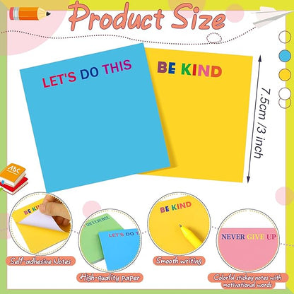 Yinder 24 Pcs Inspirational Sticky Notes Christmas Stocking Stuffers Motivational Sticky Notes Pad Employee Appreciation Gift Bulk for Teacher Nurse Coworker Office 3 x 3'' (Motivational,Bright Color)